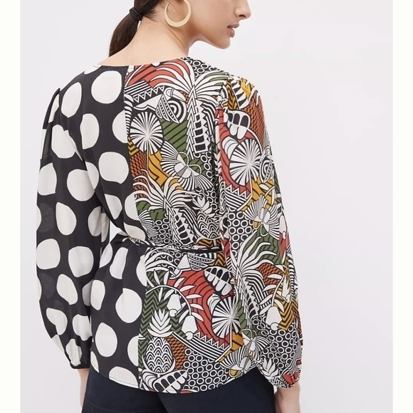 anthropologie farm Rio tropical print wrap top - Picture 3 of 10